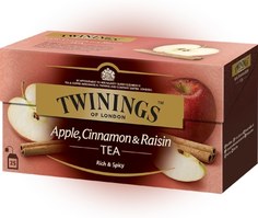 Чай Twinings черный с кусочками яблока,корицей и изюмом,короб(25 пак.) 50гр Упаковка 12шт No Brand