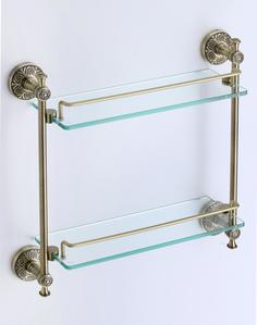 Полка прямая двойная (стеклянная) 40 см Savol S-005822C