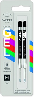 Стержень гелевый Parker Quink Gel, цвет Black, толщина линии M (0.7), в блистере 2 шт.