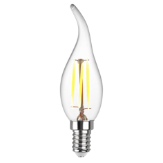 Лампа filament, свеча на ветру, FC37, белый свет, 7Вт, E14, 4000K, 730Лм, 32496 6, REV