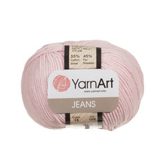 Пряжа YarnArt Jeans, 50 г, 160 м хлопок, полиакрил 18 бледно-розовый, 10 мотков