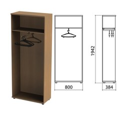 Шкаф (каркас) для одежды Этюд 800х384х1942 мм онтарио160 400001-160 No Brand