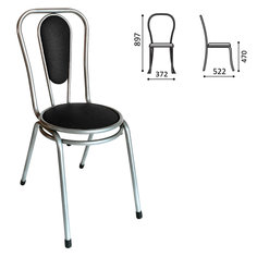 Стул для столовых кафе дома РС06 серебристый каркас кожзам черный No Brand