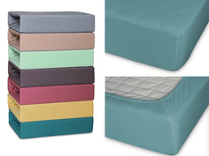 Простыня Cleo трикотажная на резинке 160*200*25 16/18 (голубая ель)