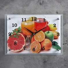 Часы настенные, серия: Кухня, "Чаепитие", плавный ход, чайник 26.5 х 24 см No Brand