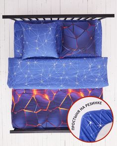 Постельное белье с простыней на резинке, поплин "Всё себе" "Блеск"; 2.0 простыня 140х200 н