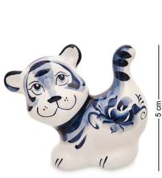 Фигурка Тигренок хвост (Гжельский фарфор) ГЛ-775 113-709253 Арт ист