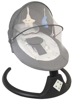 Электронные качели, шезлонг для новорожденных Dearest Baby Swing Chair Black Grey