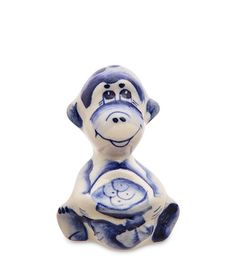 Фигурка Обезьянка с мешком (Гжельский фарфор) ГЛ-857 113-70121 Народные промыслы