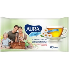 Влажные салфетки Aura для всей семьи 63 шт