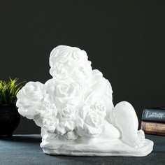 Фигура "Ангел с розами большой" белый 20х30х24см Хорошие сувениры