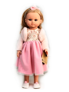 Кукла Lamagik Нэни блондинка в розовом платье и меховой кофточке 42 см 42018