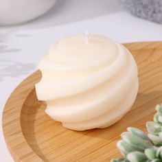 Свеча фигурная из натурального воска "Сфера", 5 см, 80 г, 3 ч, белый Богатство Аромата