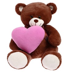 Мягкая игрушка Unaky Soft Toy Медведь Виктор со средним сердцем цикламен, 35 см