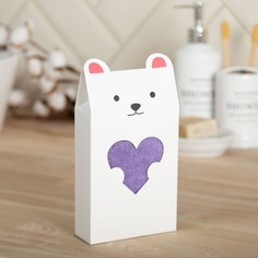 Полотенце подарочное Экономь и Я Мишка 30x60 , сиреневый, 100% хл, 320 г/м2