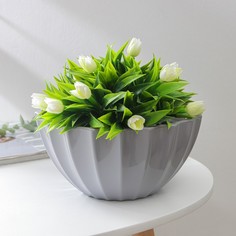 Кашпо со вставкой «Ракушка», 2,4 л, d=22см, h=10,5 см, цвет серый Plast Avenue