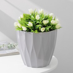 Кашпо со вставкой «Флюте», 3 л, цвет серый Plast Avenue