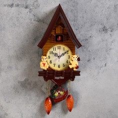 Часы настенные, : Маятник, с кукушкой Мишки в домике, 15 х 27.3 см, No Brand