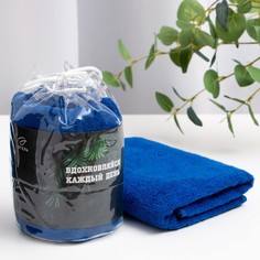 Полотенце подарочное Этель Вдохновляйся синий, 50х90 , 100% хл, 340 г/м2