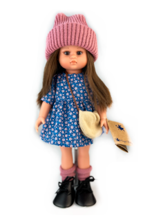 Кукла Lamagik Нэни, брюнетка, в цветном платье и вязаной шапке, 33 см, 33013