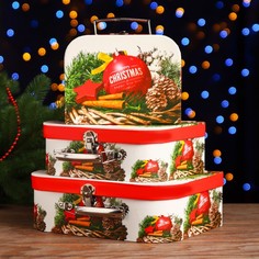 Набор коробок 3 в 1 Сундук "Новый год" 31 х 21,5 х 10 - 20 х 15 х 8,5 см Bazar