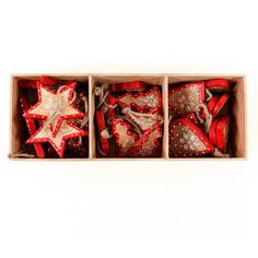 Украшения подвесные stars/trees/hearts, деревянные, в подарочной коробке, 27 шт. No Brand