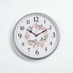 Часы настенные Птица на ветке, d=29 см, корпус перламутровый, плавный ход Рубин