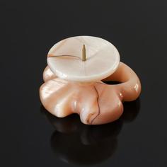 Подсвечник Маргаритка с каменной чашкой, 4,5х6 см, селенит No Brand
