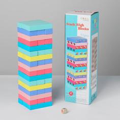 Игра настольная «Падающая башня цветная» 51 шт, 28,5х8,5х8 см No Brand