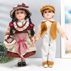 Кукла коллекционная парочка "Нина и Олег, терракотовые наряды" набор 2 шт 40 см No Brand