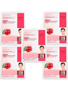 Маска косметическая для лица Dermal коллагеновая, с экстрактом плодов ацеролы 5шт