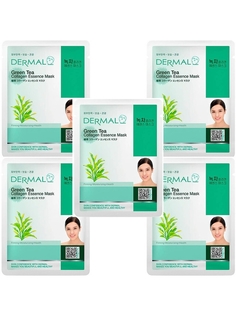 Маска косметическая для лица Dermal коллагеновая, с экстрактом зелёного чая 5шт