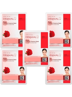 Маска косметическая для лица Dermal коллагеновая, с экстрактом розы 5шт