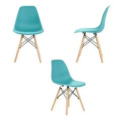 Стулья LEON в стиле EAMES DSW, бирюзовый, набор 3 шт