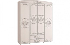 Олмеко Шкаф 4-х дверный комбинированный Каролина вудлайн/сандал