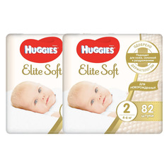 Подгузники Huggies Элит Софт 2 (4-6 кг) 82 шт NEW 2 шт в наборе