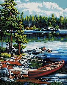 PaintBoy Алмазная вышивка Лодка на берегу GF647, 40x50 см