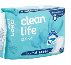 Гигиенические прокладки Clean life Classic normal 4 капли 10 шт