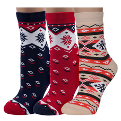 Комплект носков женских ХОХ 3-GZ-3Rs синих; красных; бежевых 25