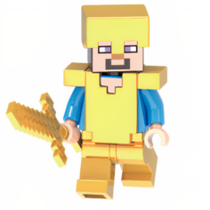 Мини-фигурка Minecraft Стив в золотой броне 4 см No Brand