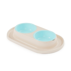 Миска для животных Flatel Мур-мяу двойная на подставке 0,3л