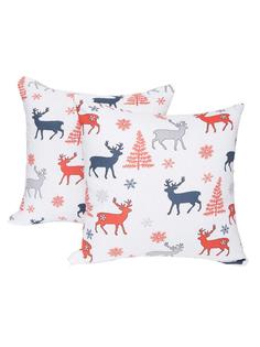 Декоративные наволочки (2 шт) из рогожки "Всё себе" Гренландия в красном 50 х 50