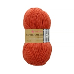 Пряжа Пехорский текстиль Мериносовая 50% шерсть, акрил, 396-Настурция Пехорка