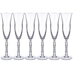 Набор бокалов для шампанского из 6 шт "parus" 190 мл высота 26 см (кор 8набор.) Crystal Bohemia