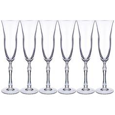 Набор бокалов для шампанского из 6 шт "parus" 190 мл высота 26 см (кор 8набор.) Crystal Bohemia