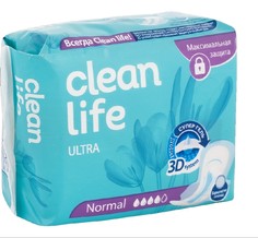 Гигиенические прокладки Clean life Ultra normal 4 капли 10 шт