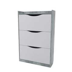 Тумба под обувь Классик-3 бетон/белый глянец No Brand