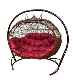Кресло подвесное двойное Мебельторг Улей Основание коричневое Корзина коричневая Подушка к