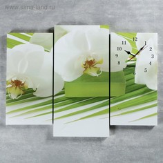 Часы настенные модульные Белые цветы, 60 × 80 см Сюжет