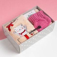 Подарочный набор Крошка Я «Кошечка», плед 90х100см, пинетки 10-12 см Bazar